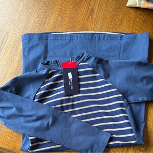 Toobydoo Navy and Cream Striped Raglan Dress